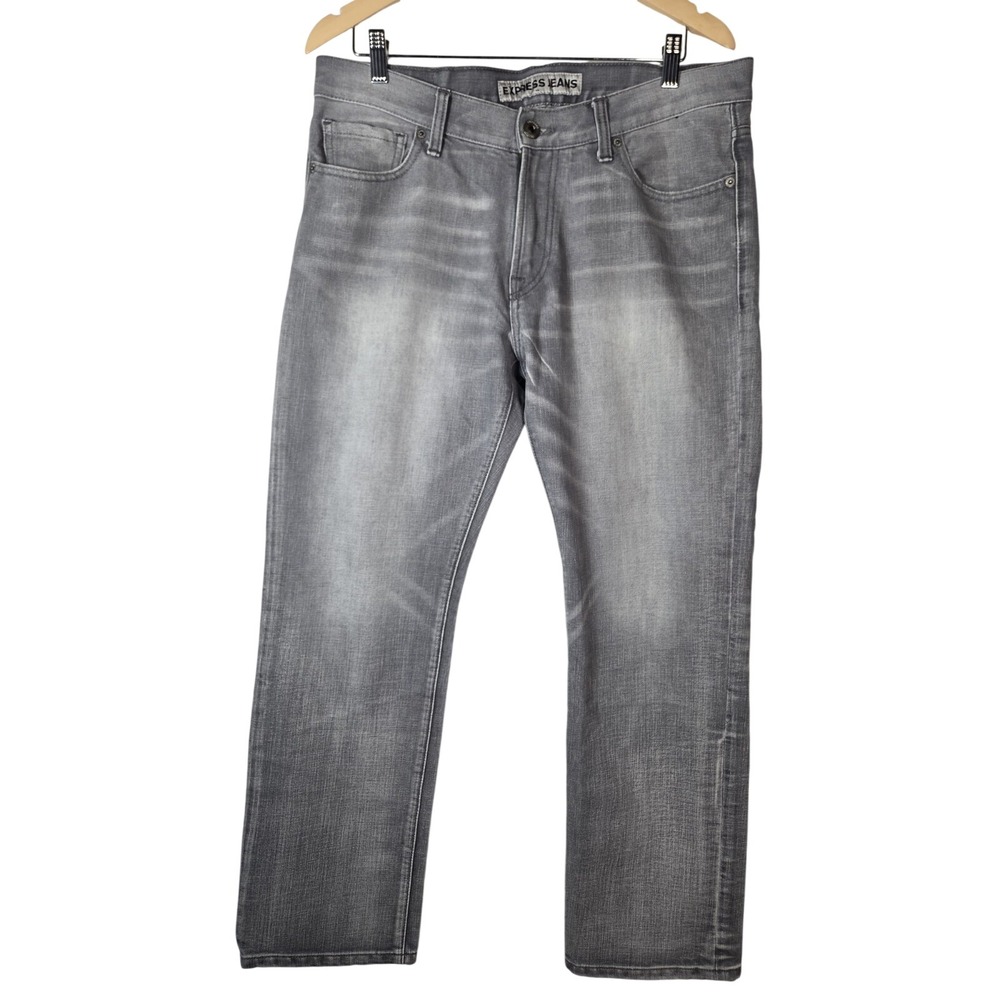 Express Men's Straight Leg Black Wash Jeans 33x30 Classic Denim Style‎ Kingston